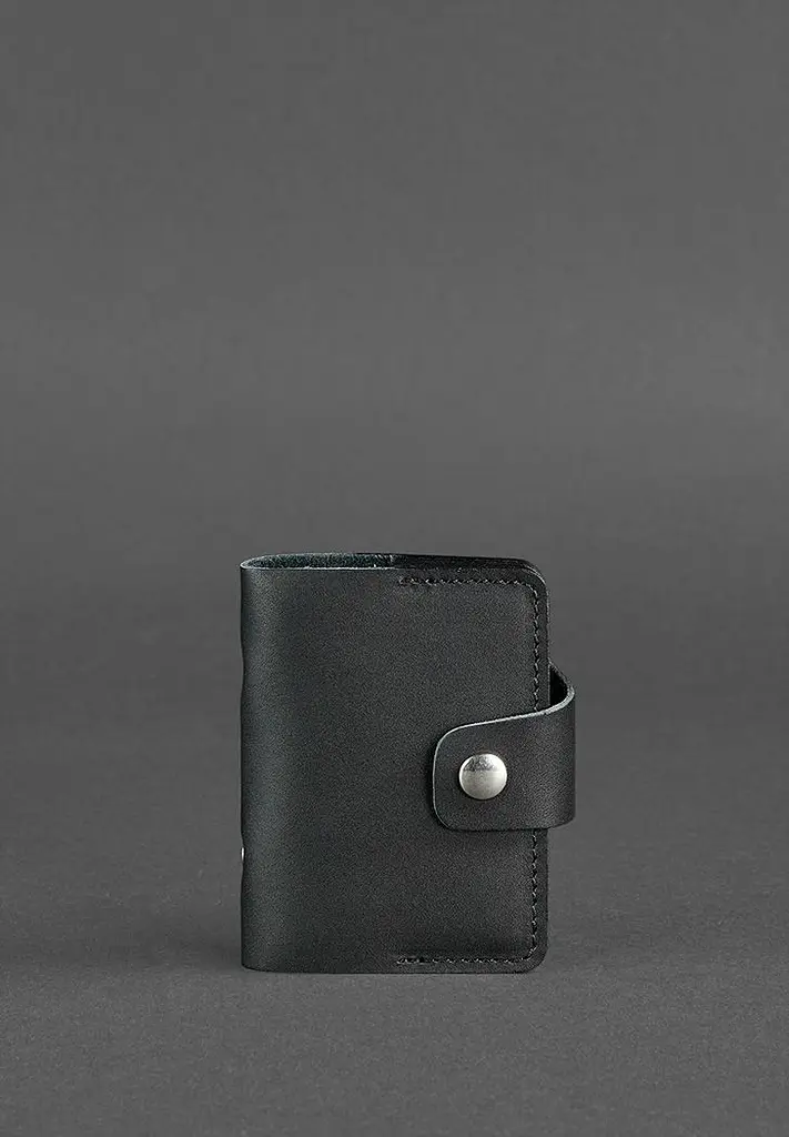 Шкіряний кард-кейс 7.1 (Книжечка) чорний - фото 2