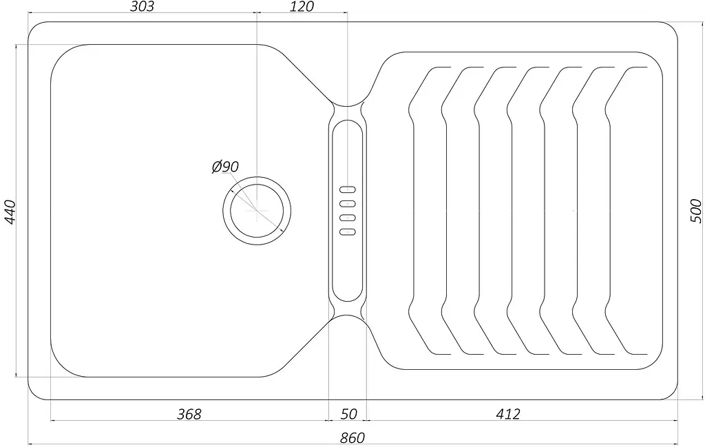 Гранітна мийка Globus Lux Boren коричневий 860x500мм-А0006 000010599, Коричневий - фото 6