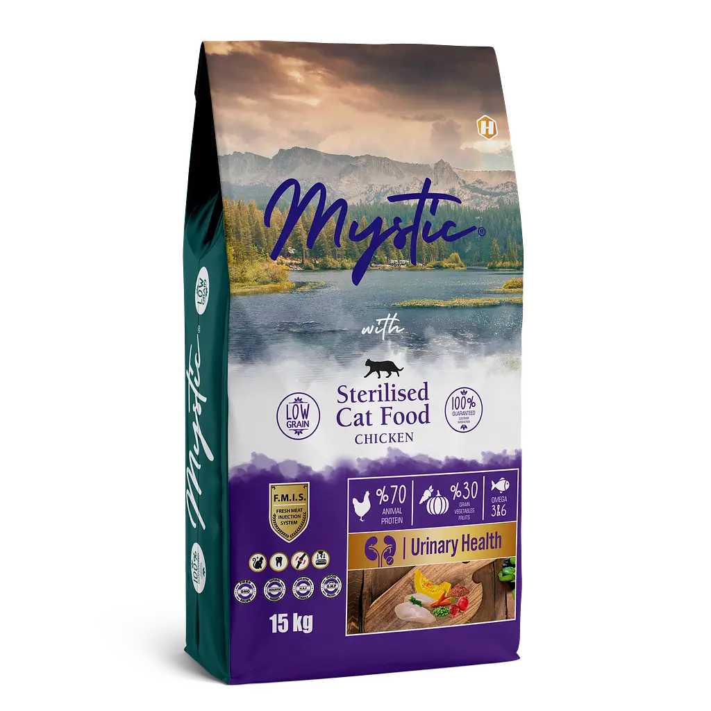 Сухий Корм Mystic низькозерновий для дорослих стерилізованих котів з Куркою 15 кг