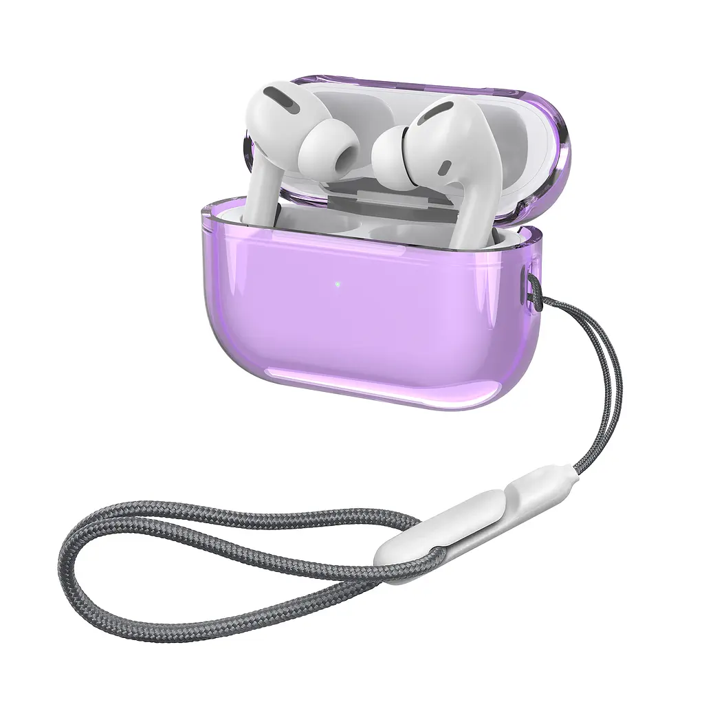 Чохол для навушників Apple AirPods Pro 2 2022, фіолетовий, Air, термополіуретан (TPU), протиударний, захист від подряпин, пилу і ударів, футляр з карабіном для кріплення, точні вирізи для доступу до роз"ємів, ArmorStandart (ARM85335) - фото 2