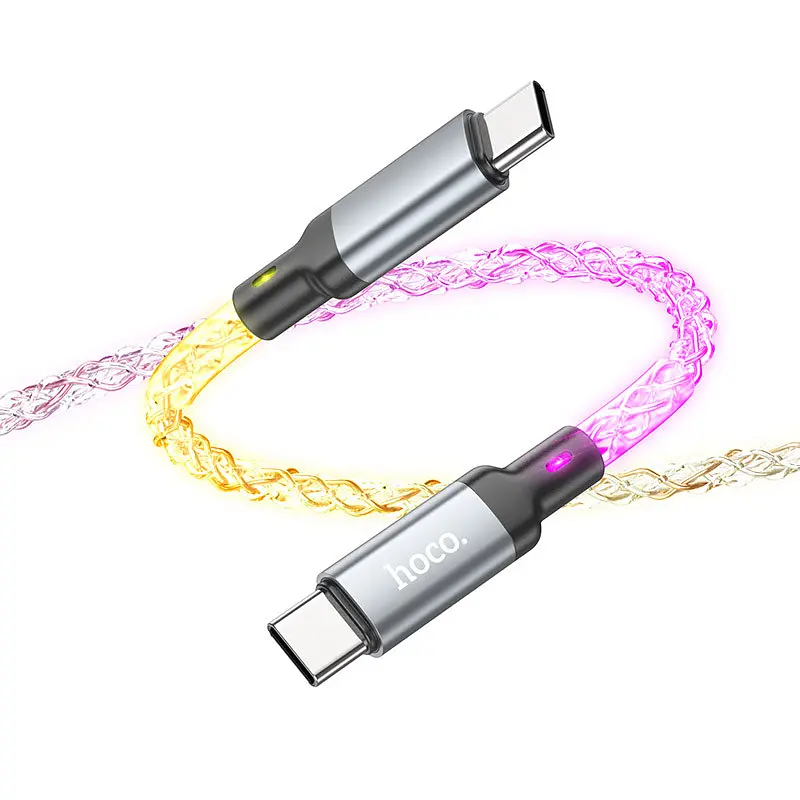 Дата кабель Hoco U 112 Shine Type-C to Type-C 60 W (1 m) Gray - фото 3