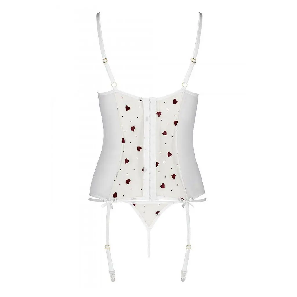 Корсет із підв'язками + стрінги Passion LOVELIA CORSet white L/XL - фото 6