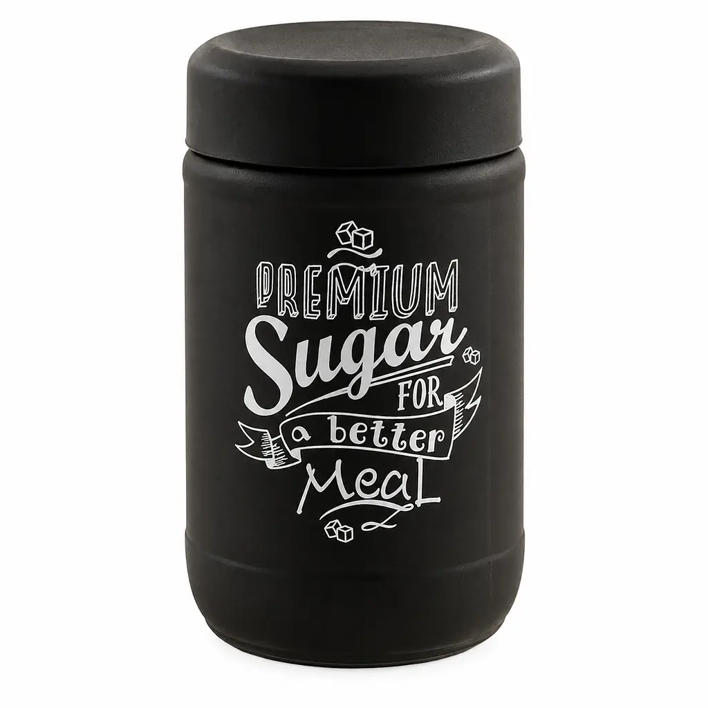 Банка скляна для сипучих продуктів Interos з кришкою та малюнком 660 мл, чорна Sugar Чорний 88644