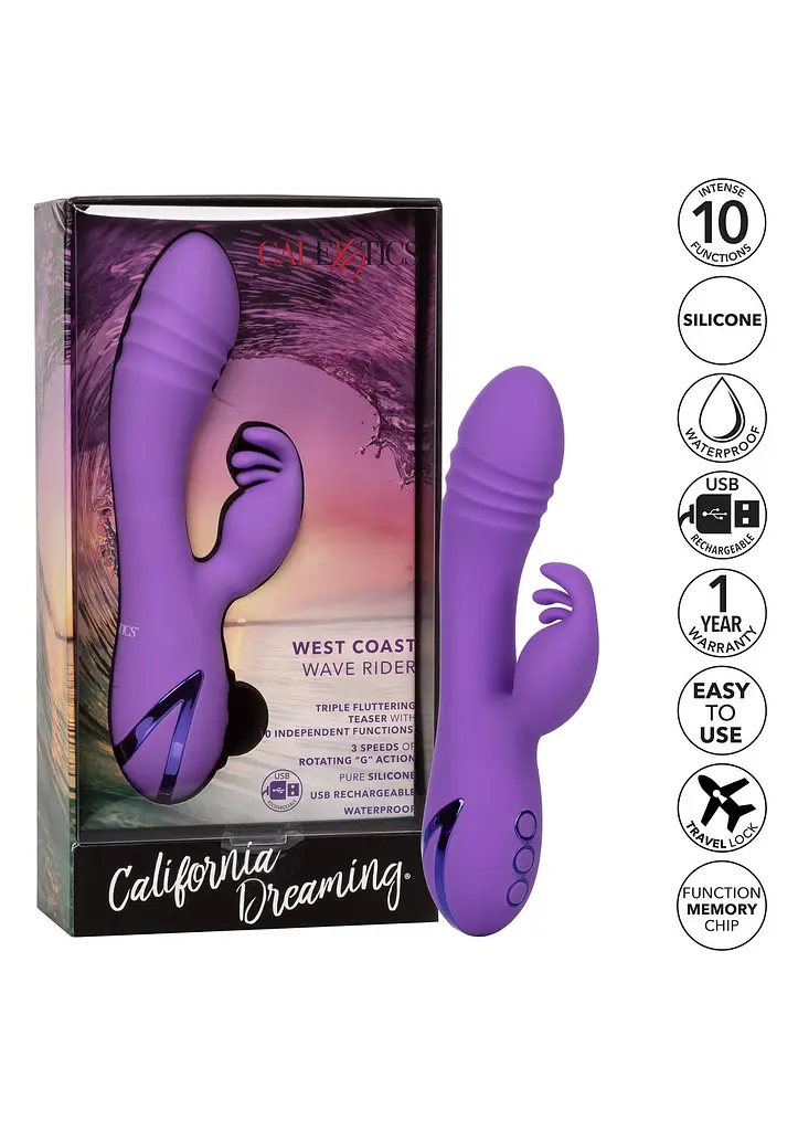 Вибратор-кролик Calexotics West Coast Wave Rider, 20.5 см (фиолетовый) - фото 8