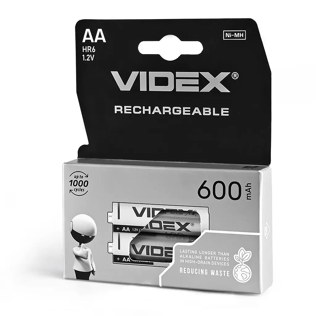 Акумулятори Videx HR6/AA 600mAh double blister/2шт VIDEX (23338-000)