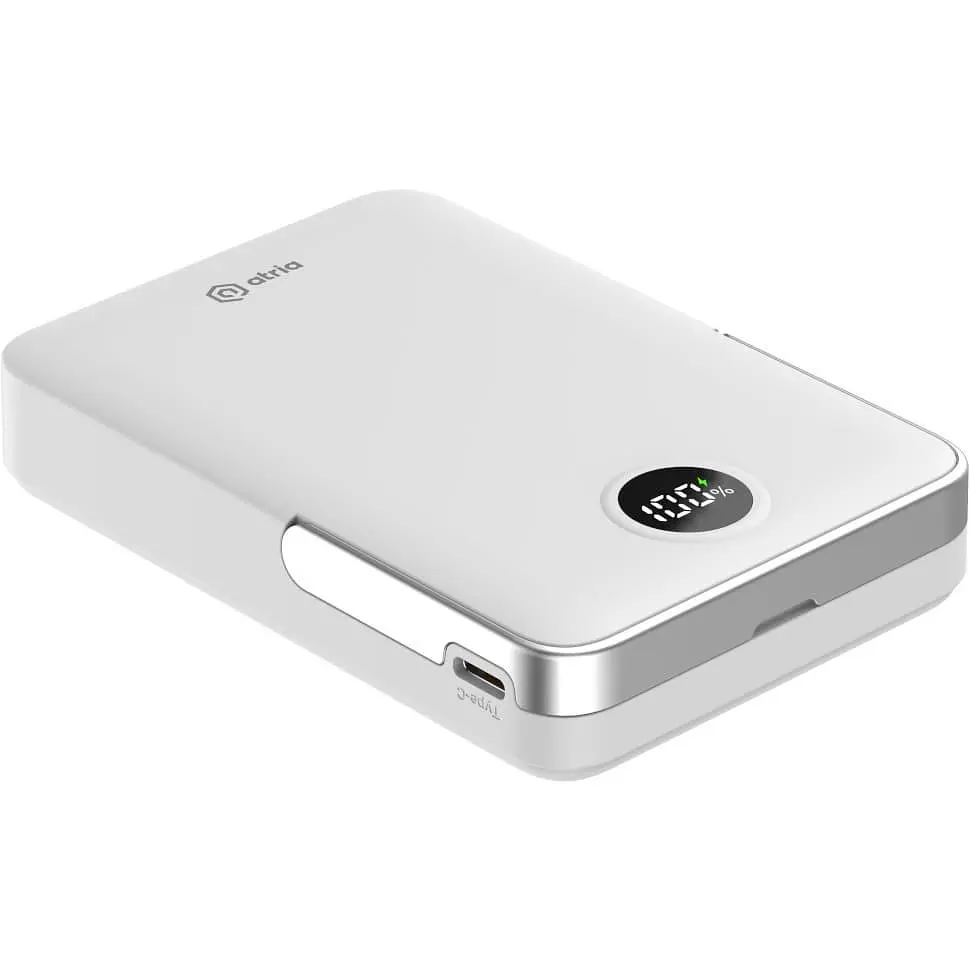 Павербанк ATRIA Magnetic White 10 000 mAh / 15 Вт (WPD-W57) - фото 6
