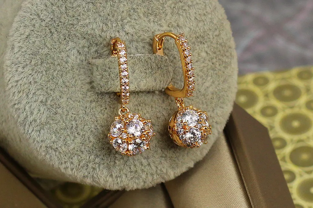 Сережки підвіски Xuping Jewelry Сфера 2,7 см золотисті - фото 3