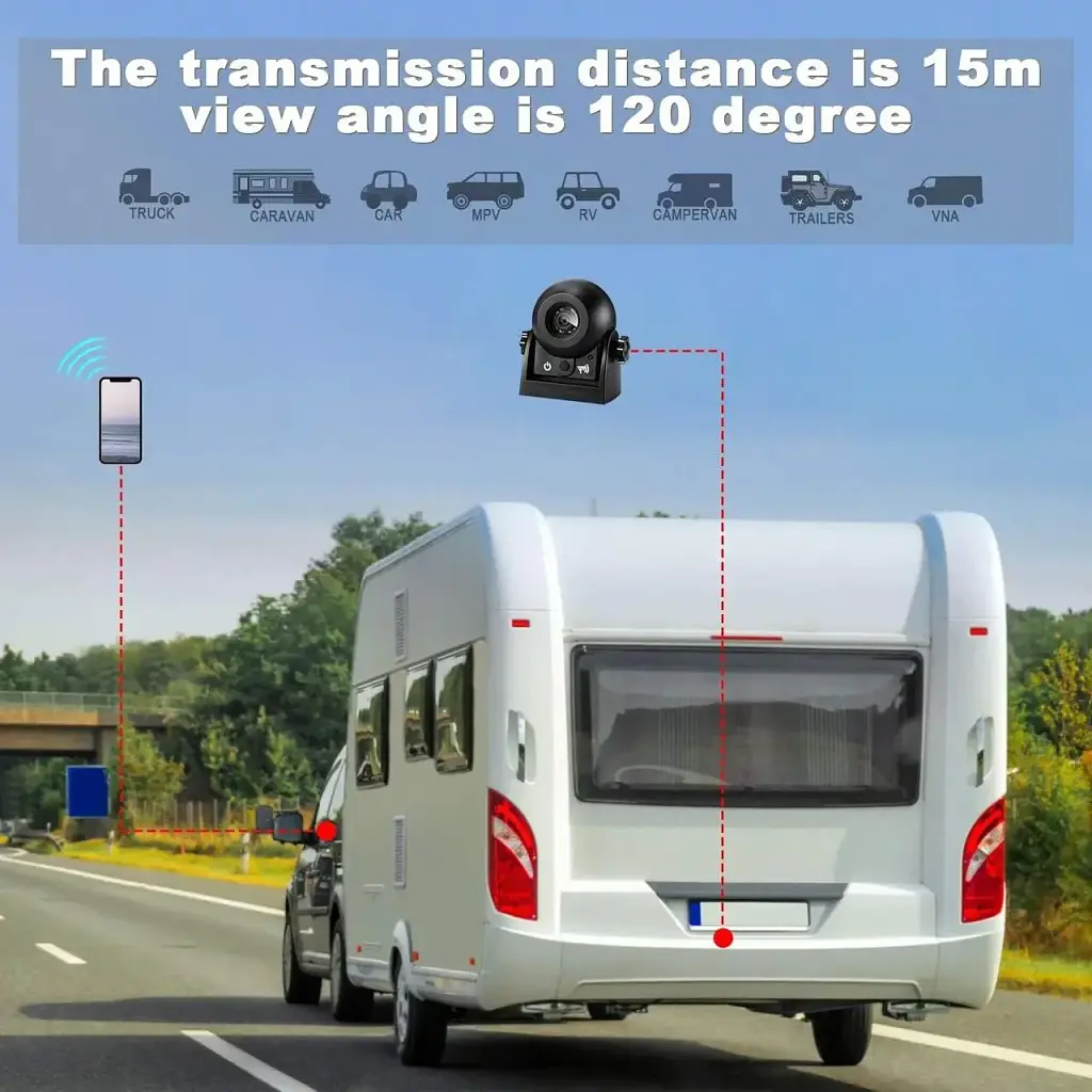 Uzone MS-305WF Бездротова камера заднього огляду через Wi-Fi, магнітне, нічне бачення, водонепроникність IP - фото 3