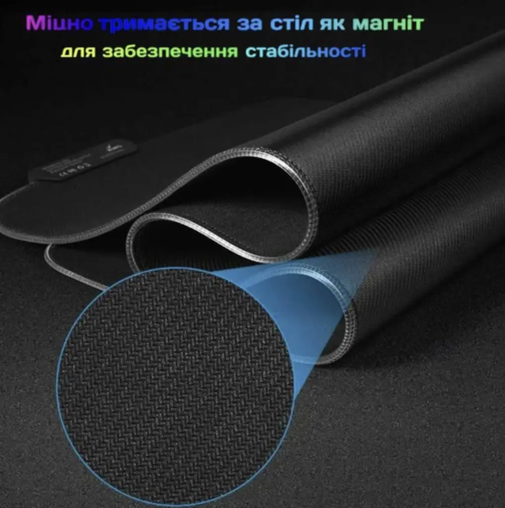 Килимок для миші комп'ютера з rgb підсвічуванням Choice 400х900 мм чорний - фото 4