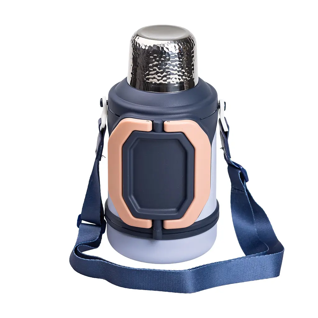 Термос для туризму Vacuum Cup 1,5 л з фліп кришкою та складаними ручками, темно-синій Yiwu HP-14-21BL - фото 7
