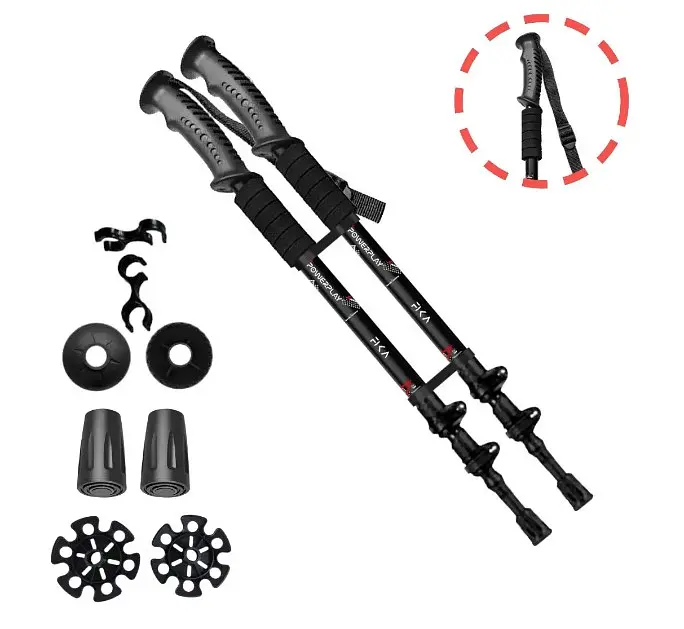 Трекинговые палки PowerPlay 9106 Fika Black/Red 60-135 см (пара) (PP_9106_FIKA_Bl/Red) - фото 2