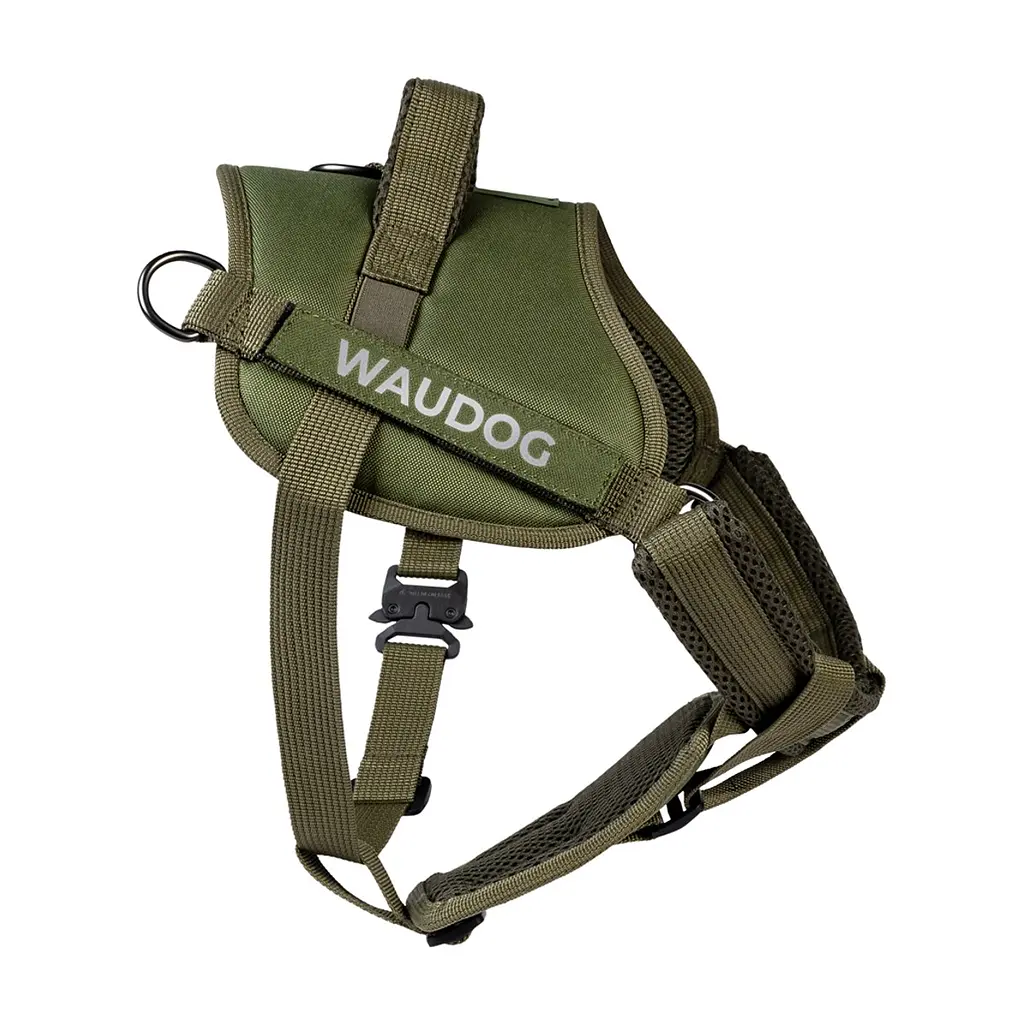 Шлея для собак WAUDOG PRO-2 світловідбивна, металевий фастекс L хакі (688331)