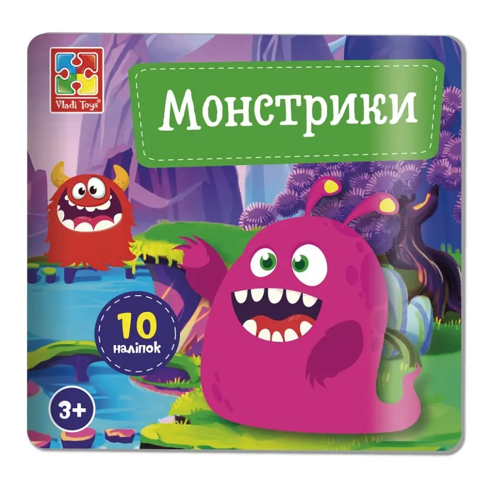 Набір для творчості "Монстрики" VT4206-52, 10 наліпок на планшетці