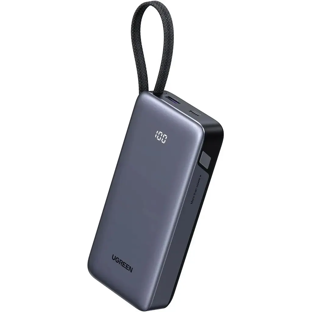 УМБ Ugreen 25000mAh 45W PD/QC, USB-A,USB-C IN/OUT, с устройством в USB-C cable (PB536) Gray (55988B)