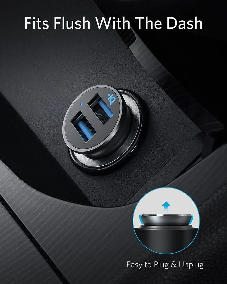 Зарядний пристрій для авто Anker 24 W PowerDrive 2 Alloy A2727 (А2727011) 4.8A 2 USB-A - фото 2