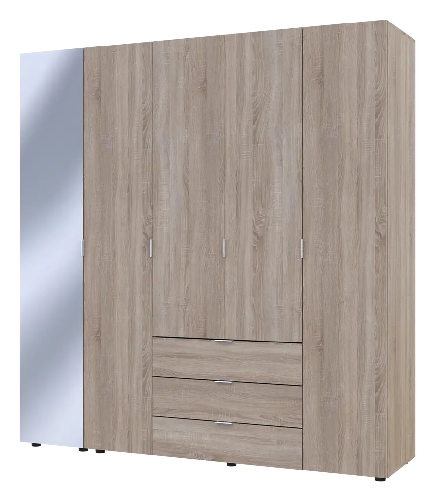 Шафа для одягу Doros Гелар Дуб сонома 4ДСП/Дзеркало 194х49.5х203.4 (42002162) - фото 5