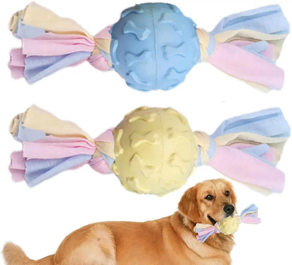 Жувальна іграшка для собак Derby Candy ball with bones and cotton rope - фото 3