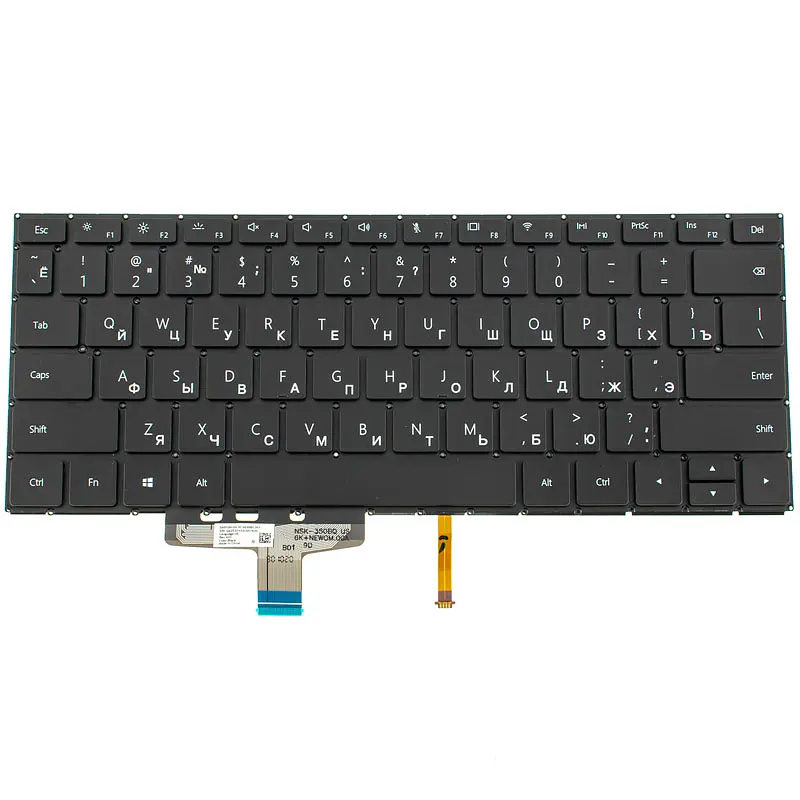 Клавіатура для ноутбука HUAWEI (W19 series) rus, black, без фрейму, підсвічування клавіш - фото 2