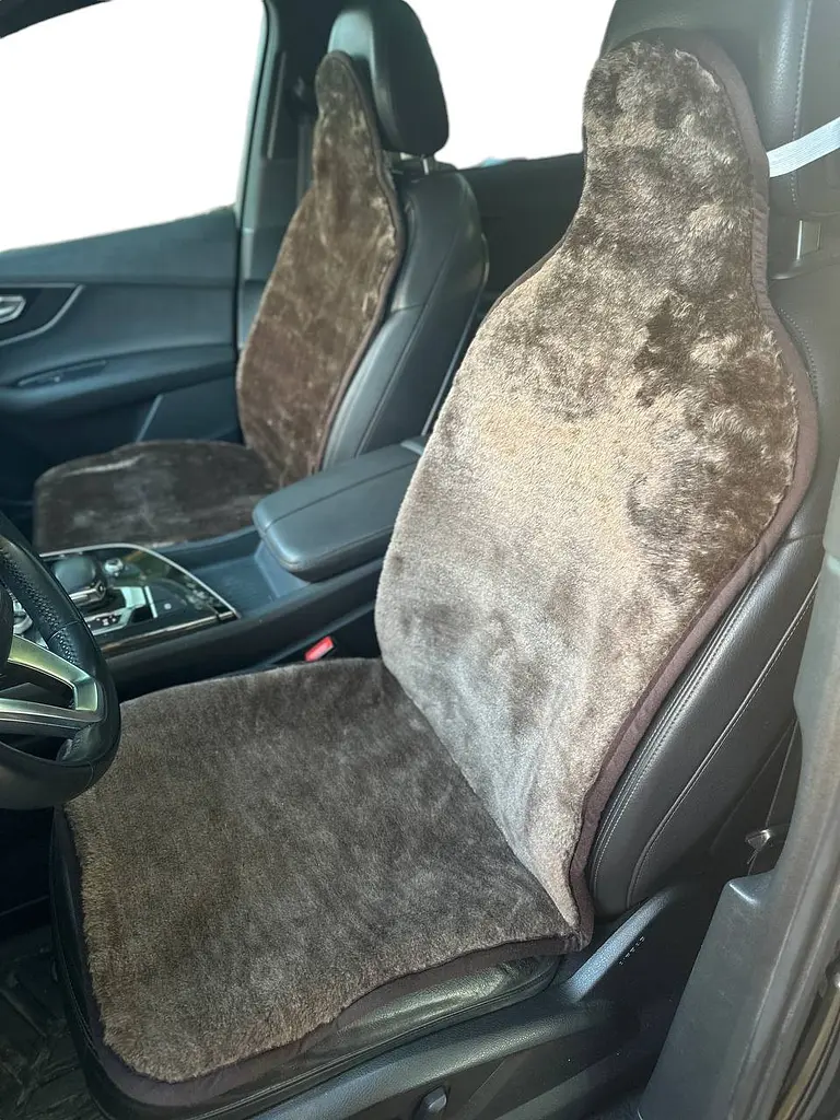 Накидка на сидіння в автомобіль з вовни 1 шт. коричнева - фото 4