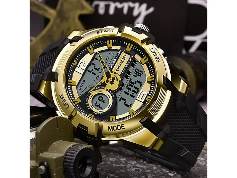Чоловічий наручний годинник 6015 Black-Gold Sanda acs0030967 - фото 3