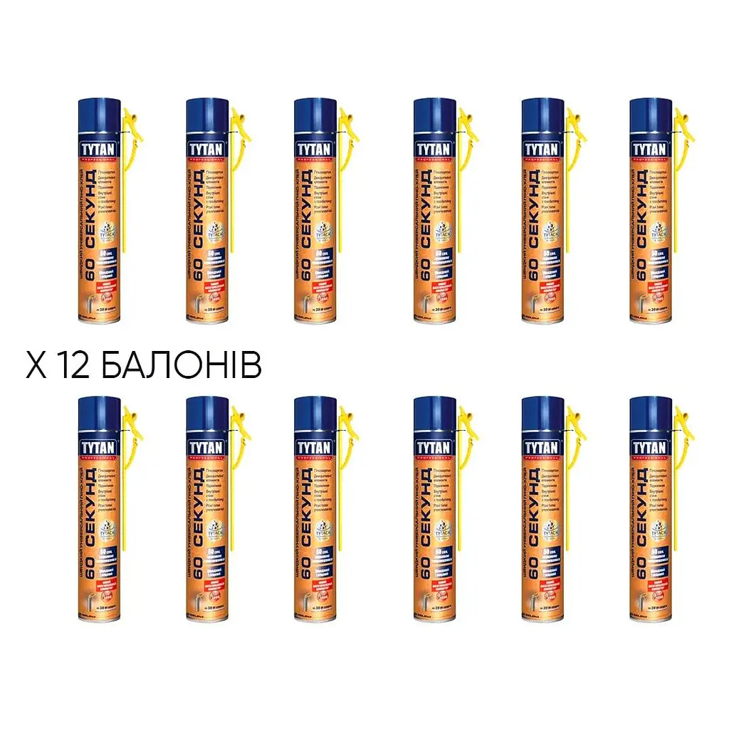 Піна-клей монтажна Tytan Professional 60 секунд 9 л (12 шт. x 750 мл) - фото 2