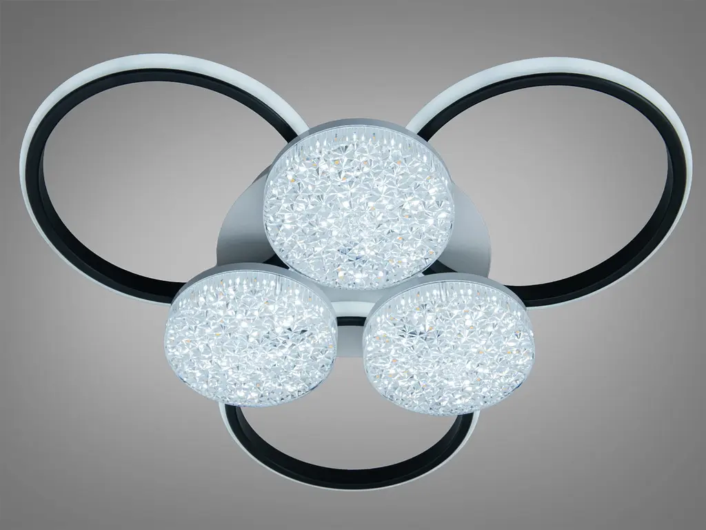 Стельова LED-люстра Dia 2562WH+BK DIMMER - біло-чорна, 82 Вт, 60 см - фото 4