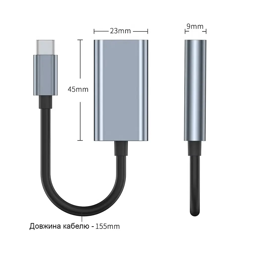 Перехідник USB-C to HDMI F USB 3.0 4K60Hz dark gray Dynamode (DM-AD-USB-C-HDMI) - фото 7