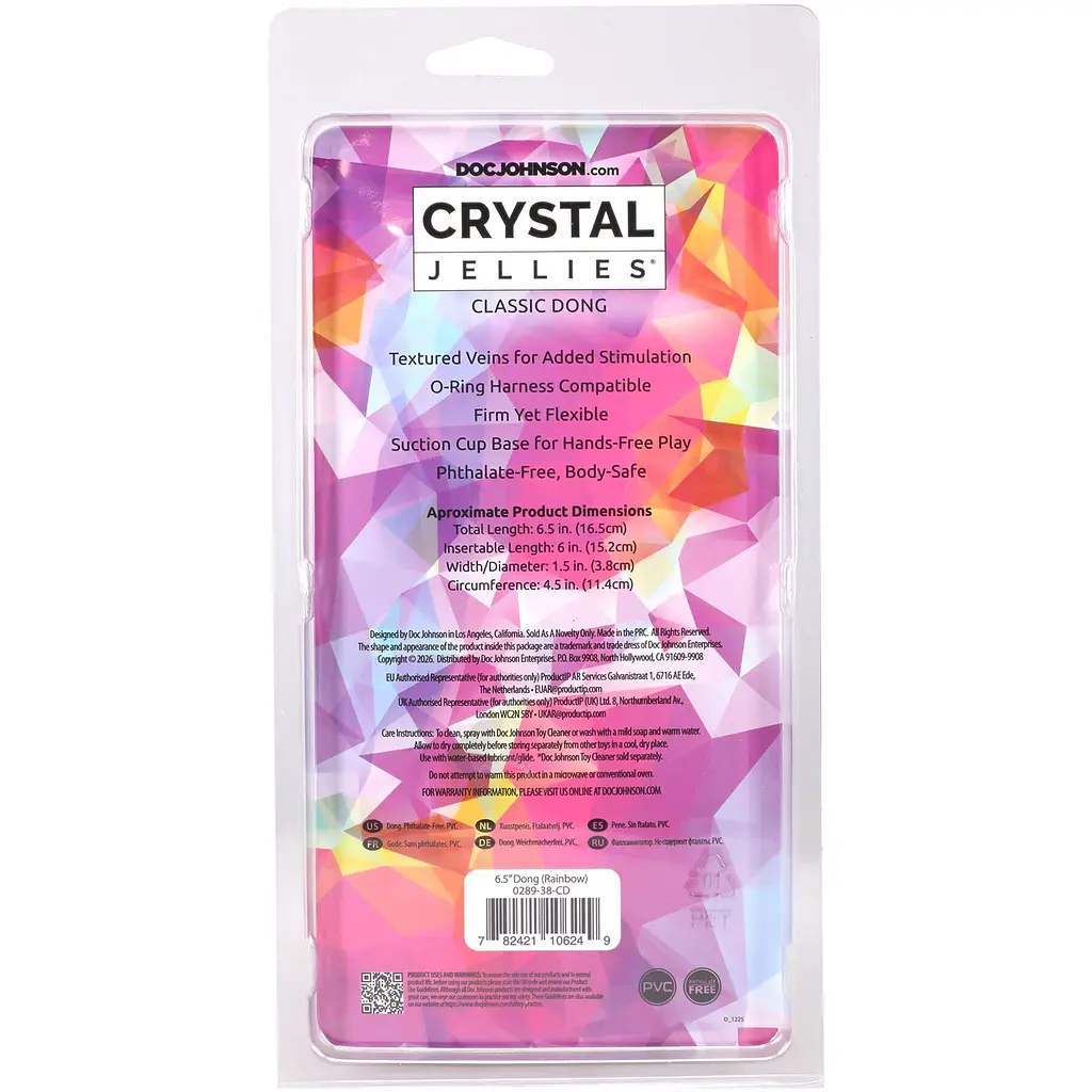 Дилдо Doc Johnson Crystal Jellies 6.5 Inch Rainbow, 16.5 см - фото 6