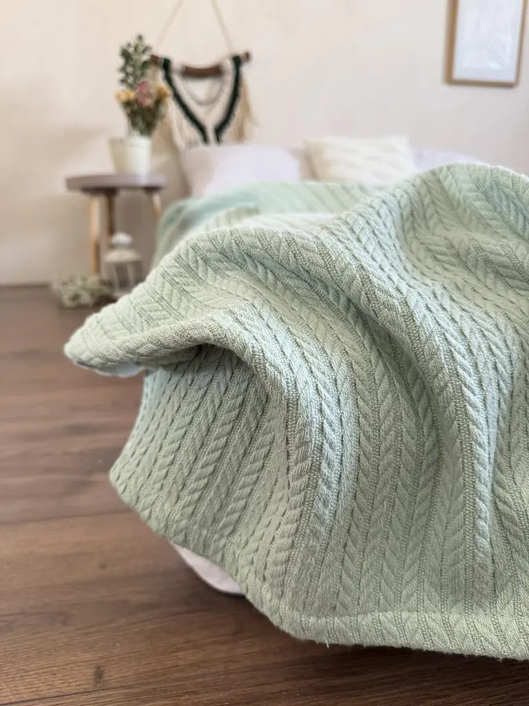 Покривало Zeintex Косичка бавовняне м'ятне 230х320 см - фото 8