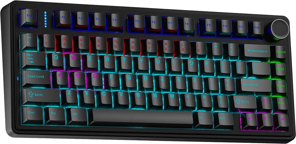 Клавіатура Aula F75 KRGD Blue EN/UA Black, USB, кабель 1.8 м, 327 x 143 x 43.1 мм, RGB підсвічування, кількість клавіш 80 (6948391202846) - фото 3