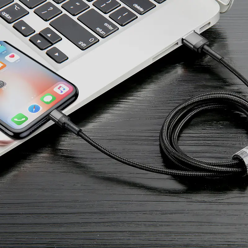 Дата кабель Baseus Cafule USB to Lightning Special Edition 2.4A (1m) (CALKLF-G) Сірий - фото 4