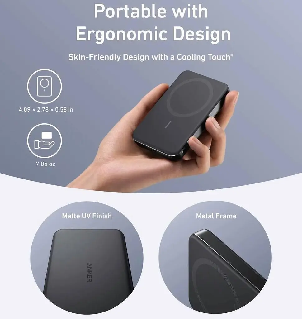 Павербанк Anker MagGo A1664 Ultra Slim магнитный с беспроводной зарядкой черный 10000 mAh - фото 5