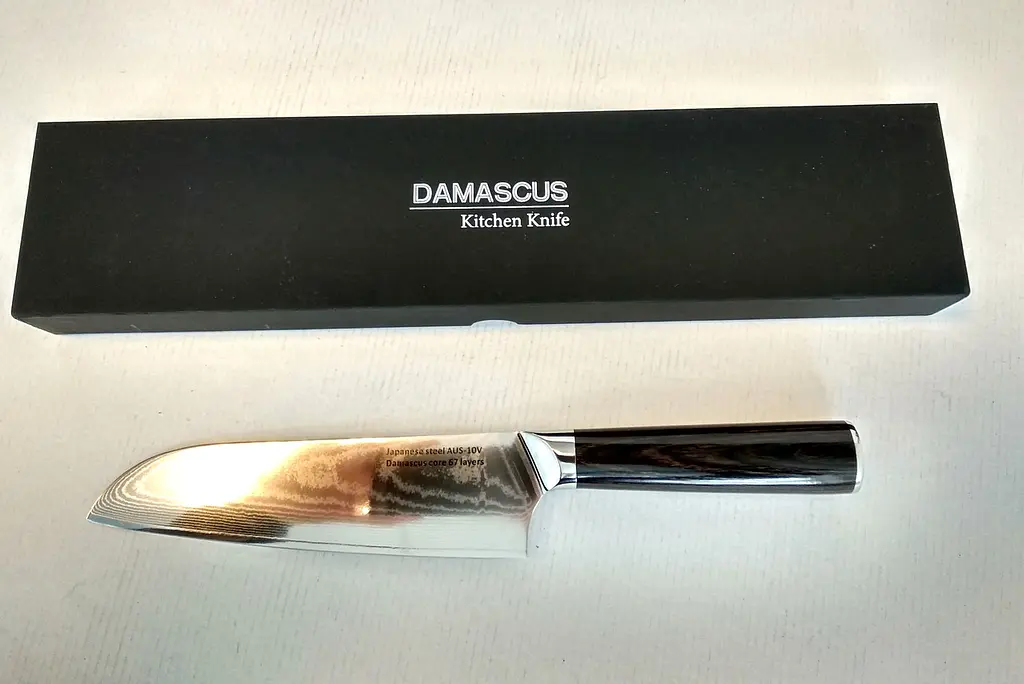 Ніж сантоку 18 см Damascus DK-HJ 6003 AUS-10 Дамаська сталь 67 шарів - фото 4