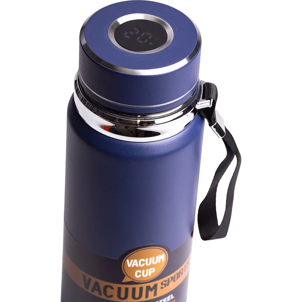 Термос Vacuum Sports 1 л з датчиком температури та ситечком, темно-синій Yiwu HP-14-30BL - фото 2