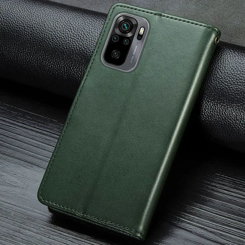 Шкіряний чохол-книжка GETMAN Gallant (PU) для Xiaomi Redmi Note 10 / Note 10s Зелений - фото 5