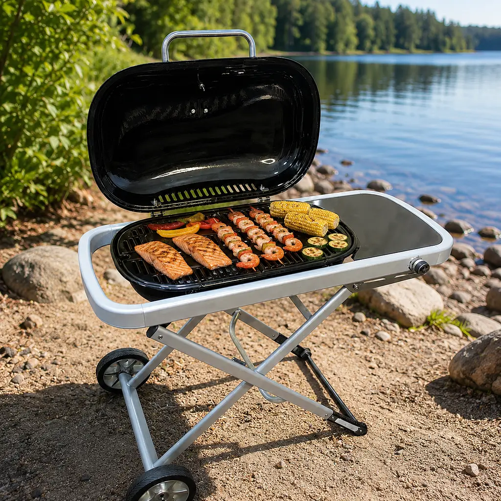 Газовий гриль Weber Traveler 100 х 45 х 80 см / Портативний газовий гриль / Барбекю для природи - фото 2