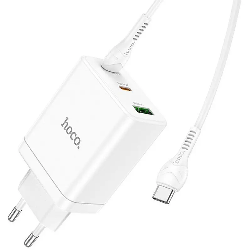 МЗП Hoco N33 Start PD35W (1USB-A/2C) + кабель Type-C to Type-C White - фото 4