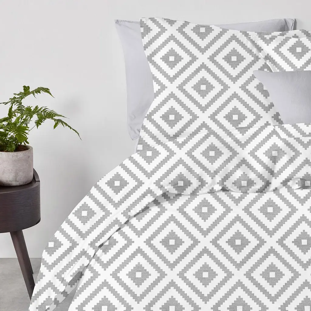 Комплект постільної білизни Cosas євро з простирадлом на резинці ORNAMENT 200 x 220 см (OrnamentGrey_El-Grey_200) - фото 2