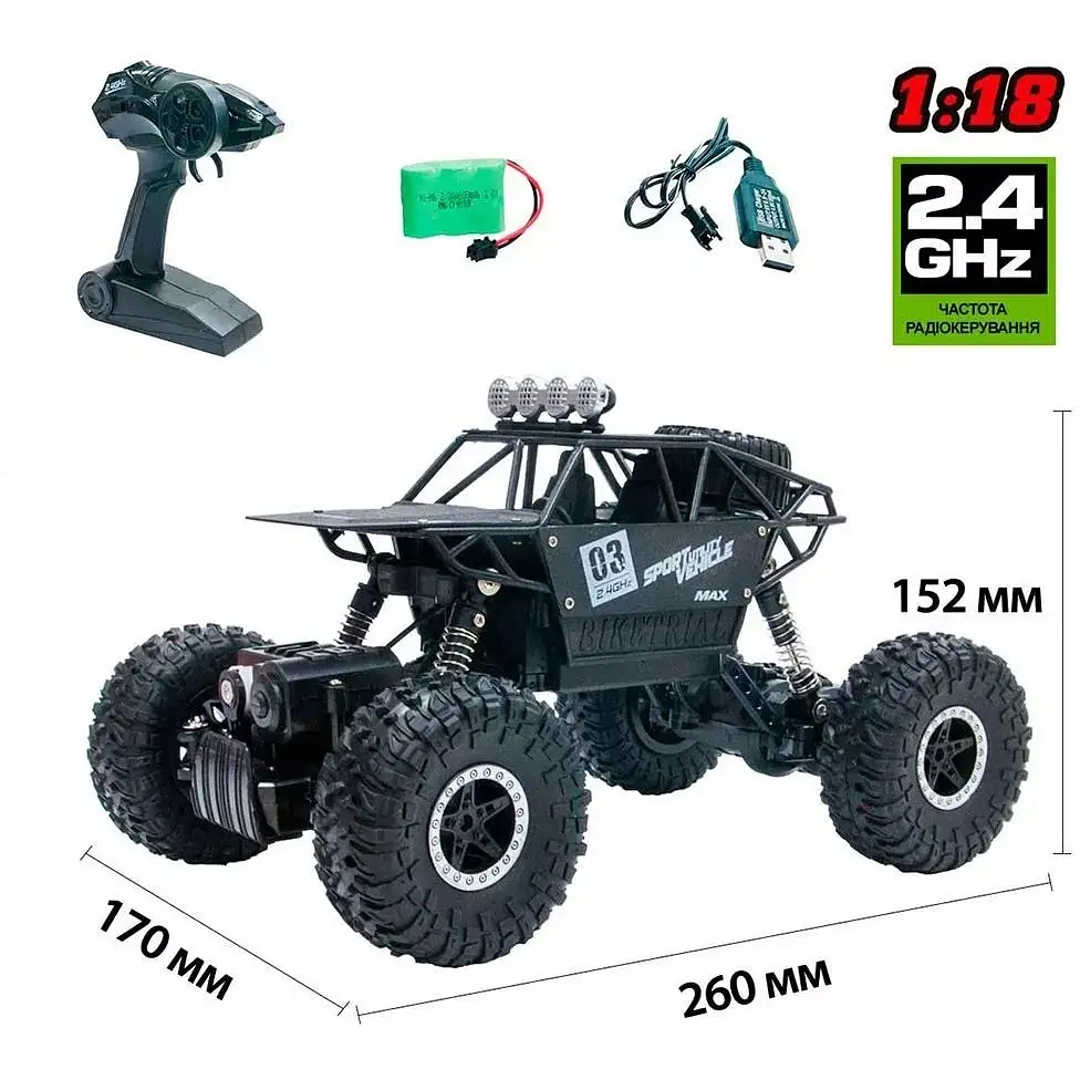 Автомобиль на радиоуправлении Sulong Toys Off-Road Crawler Max Speed черный (SL-112RHMBl) - фото 5