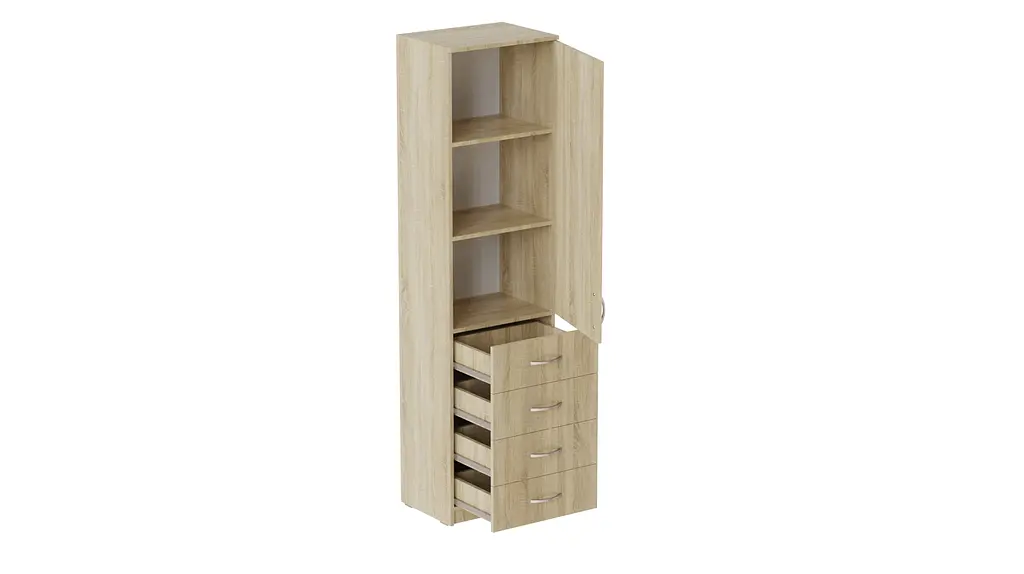 Пенал Анжело Ferrum-decor на 3 полиці з дверима та 4 ящиками 1900x500x380 ДСП Дуб Сонома 16 мм (FRD-104968) - фото 3