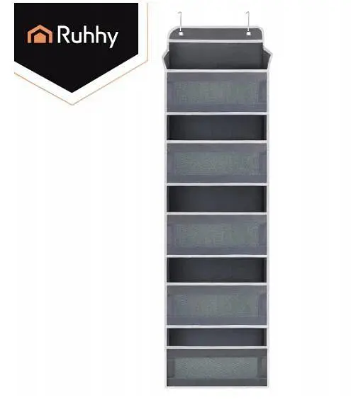 Підвісний органайзер на двері Ruhhy 27606, 5 полиць, 142 × 40 × 17 см, органайзер для зберігання речей, сірий - фото 10