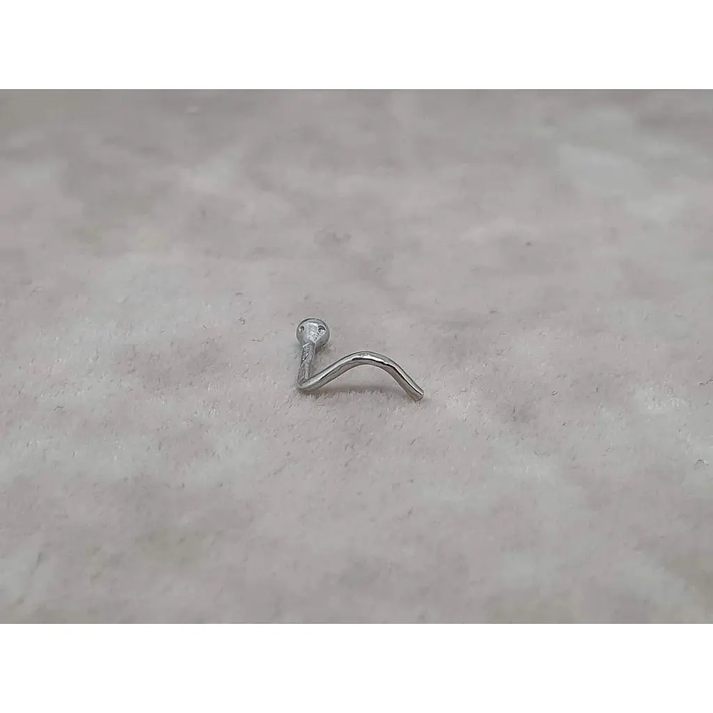 Золотая серьга-пирсинг Астор в нос с фианитом. 2182524Б - фото 4