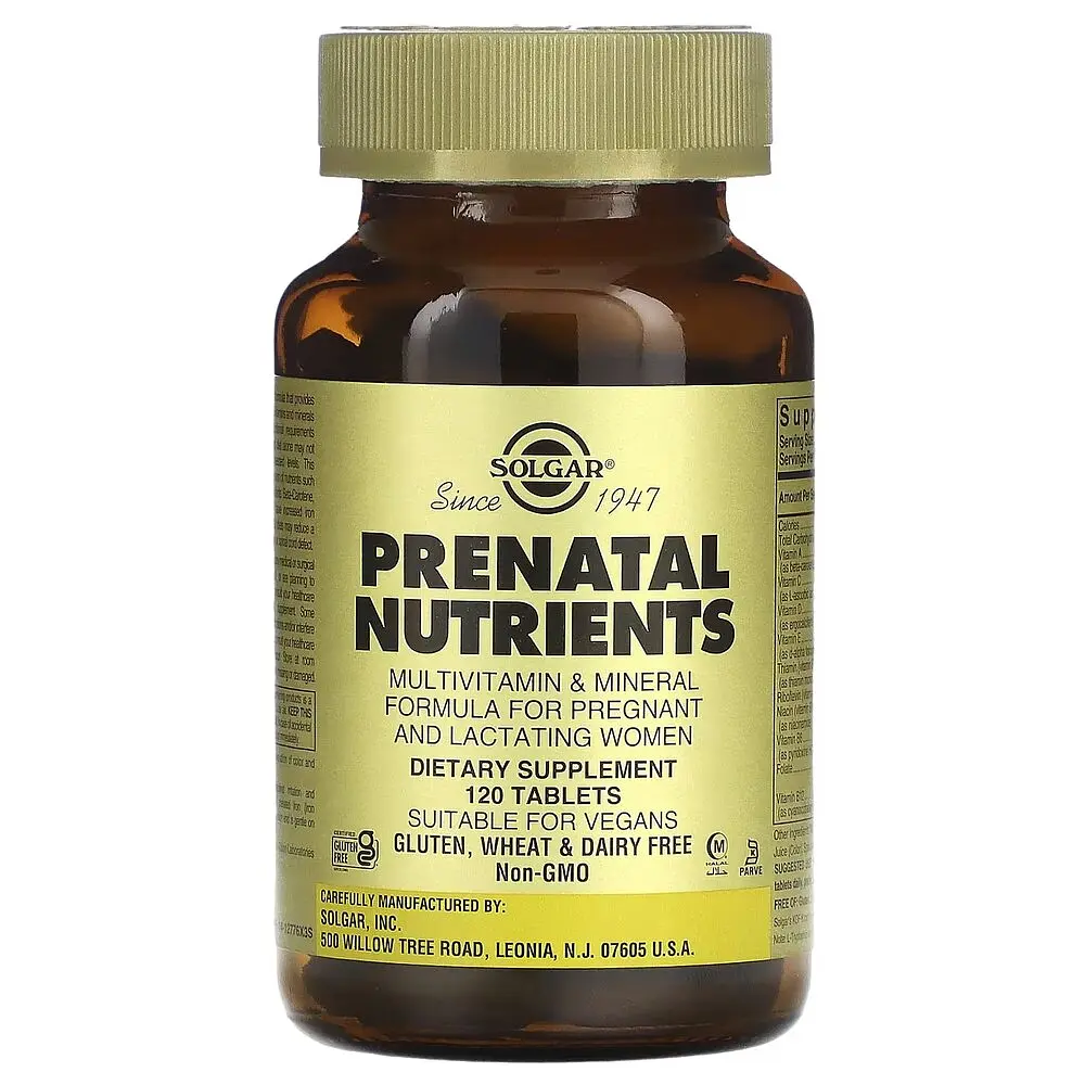 Комплексний препарат Solgar Prenatal Nutrients Multivitamin & Mineral, 120 таблеток для вагітних і жінок, що годують