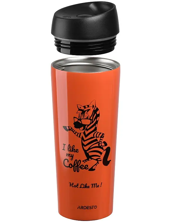 Термокружка Ardesto Coffee time Zebra, 450 мл, помаранчевий (AR2645DTO) - фото 2