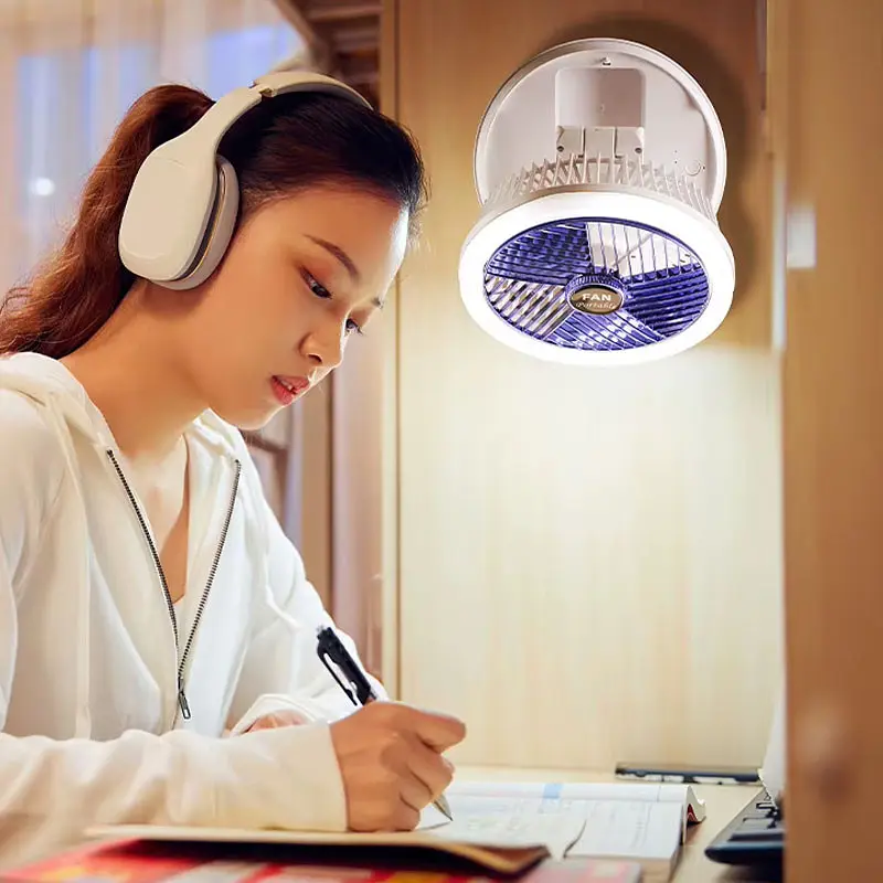Настільний складний вентилятор Folding Fan 2in1 with Night Light White - фото 7
