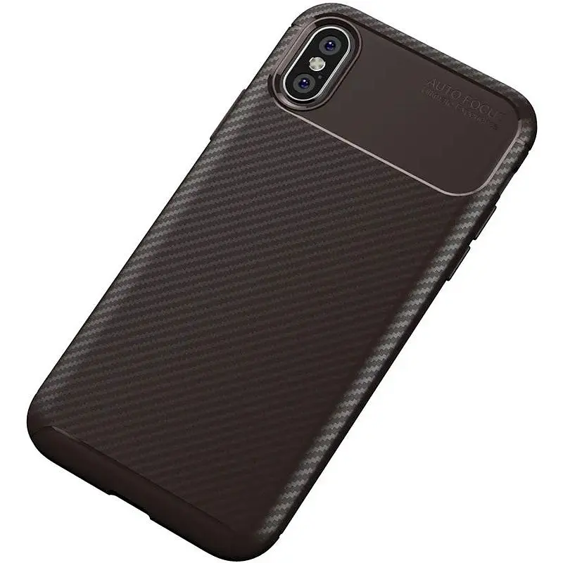Чохол-накладка Toto TPU Carbon Fiber 1.5 mm Case Apple iPhone X/XS Coffee - фото 3