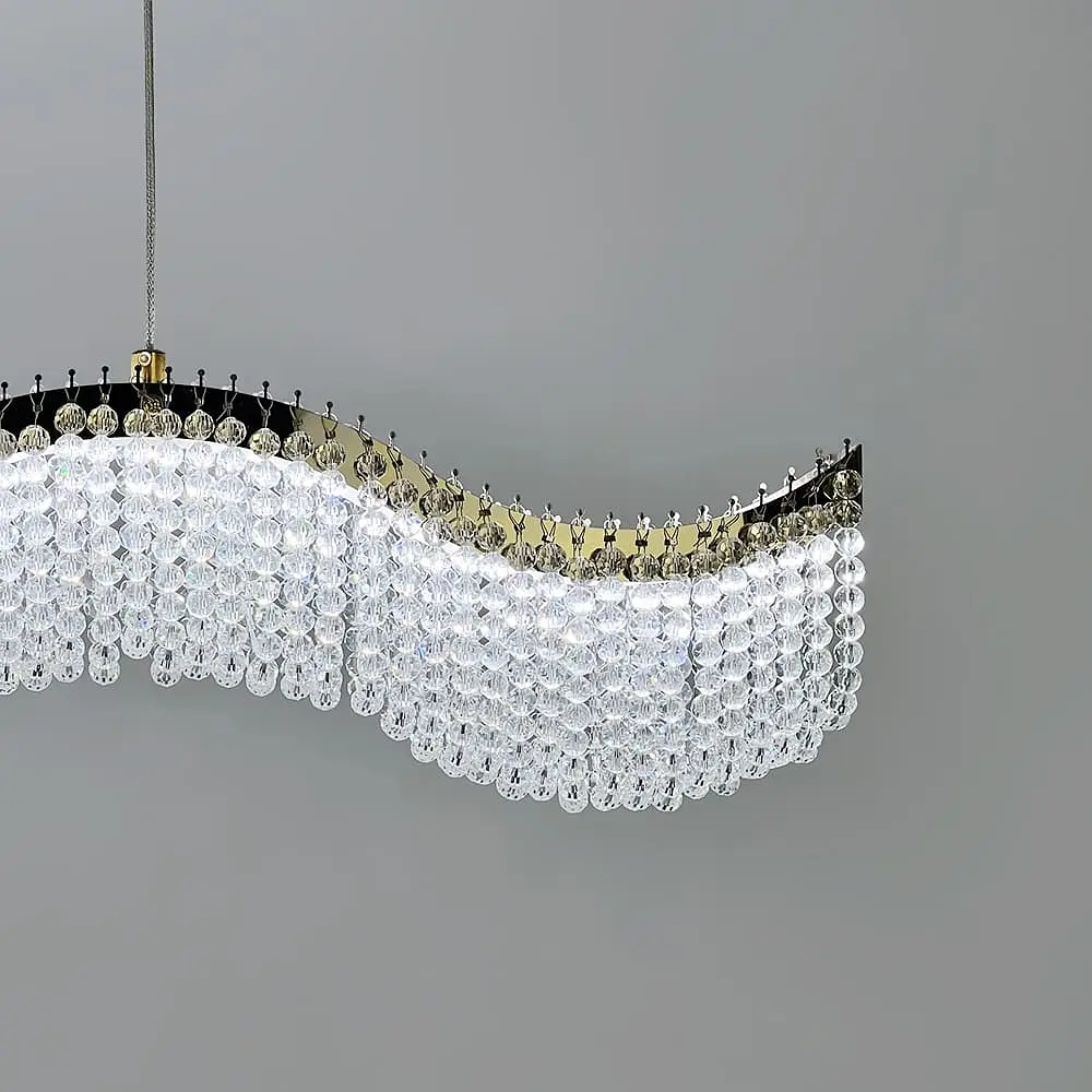 Светодиодная волнистая люстра с хрусталиками длиной 80 см Line F | Ст. 33056-L800*600 GD - фото 3