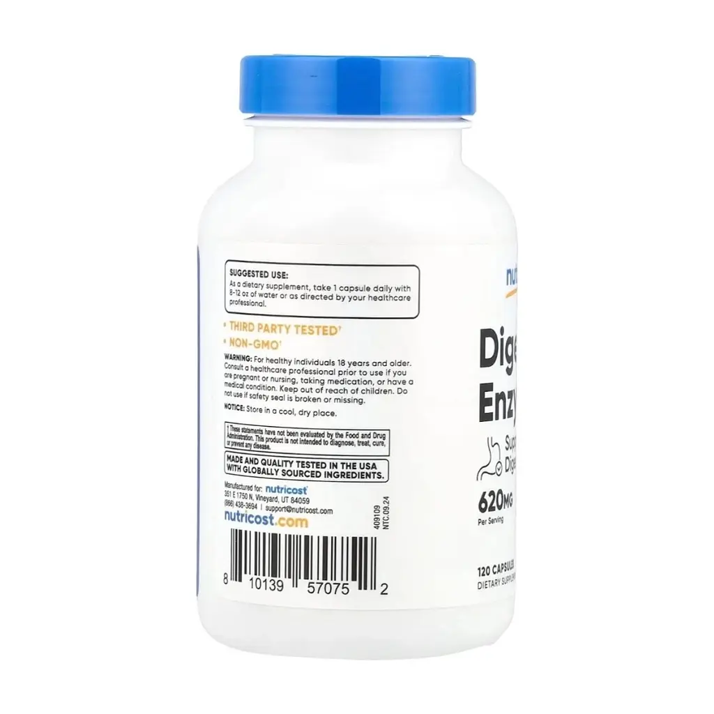 Вітамінно-мінеральний комплекс Nutricost Травні ферменти, 620 мг, Digestive Enzymes, 120 капсул (NCS57075) - фото 4