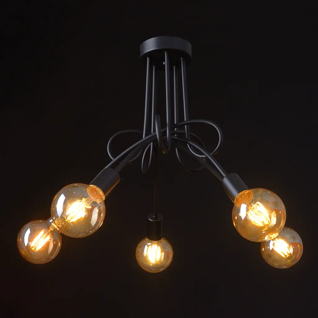 Люстра Brille потолочная лофт в спальню Е27 60W BK (BR-01 604C/5) - фото 3