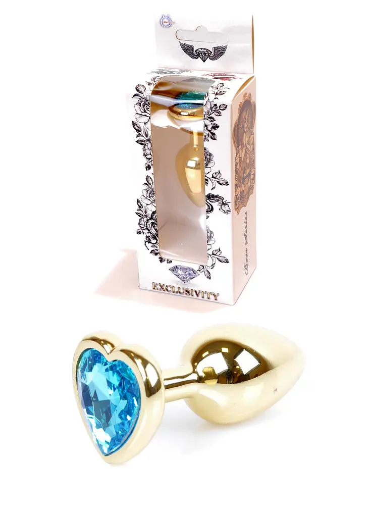 Анальна пробка Jewellery Gold Heart PLUG Light Blue Boss Series 64-00040 98243